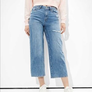 American Eagle Outfitters Ripped Wide Leg Cropped Jeans